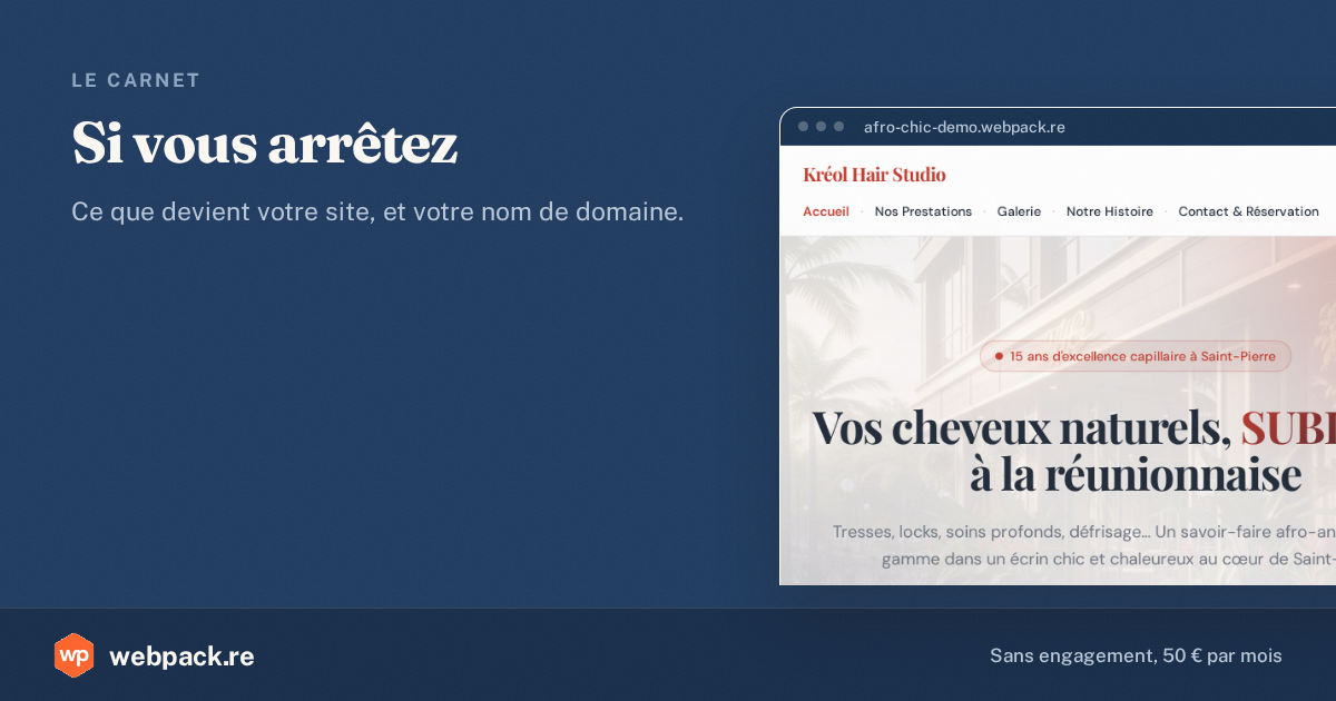 Le site d'un salon de coiffure réunionnais affiché dans une fenêtre de navigateur