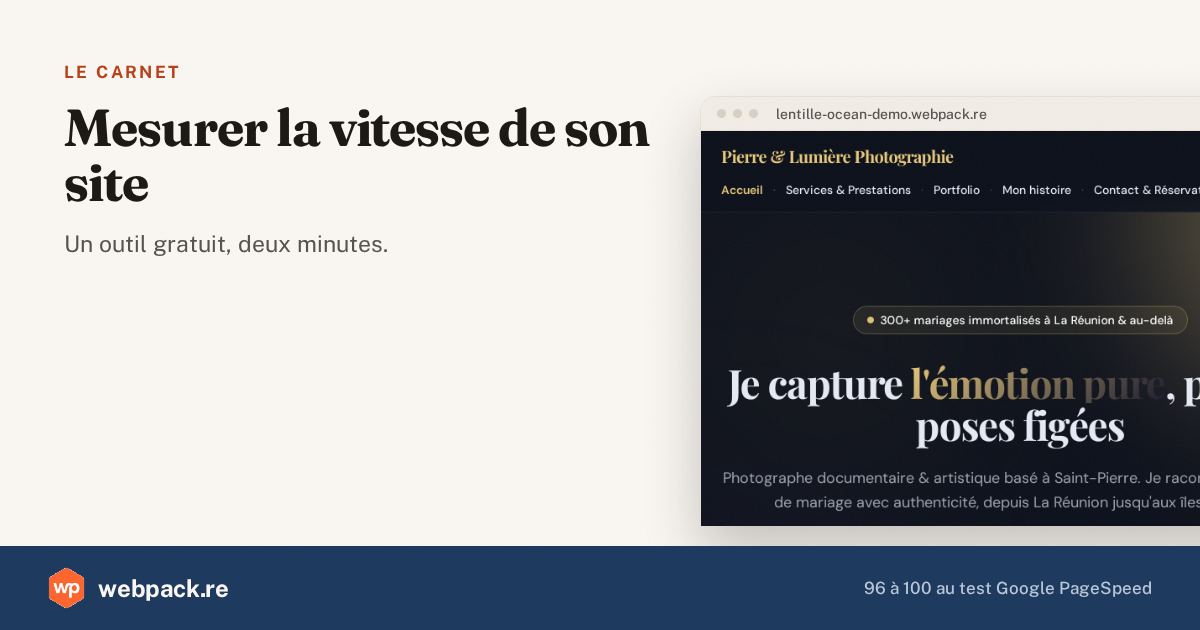 Le site d'un photographe réunionnais affiché dans une fenêtre de navigateur